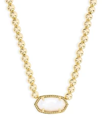 Elisa Gold Ivory Mother of Pearl Beaded Necklace, 14.5"-18.5"