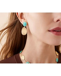 18K Yellow Gold Lunaria Turquoise Double Drop Earrings