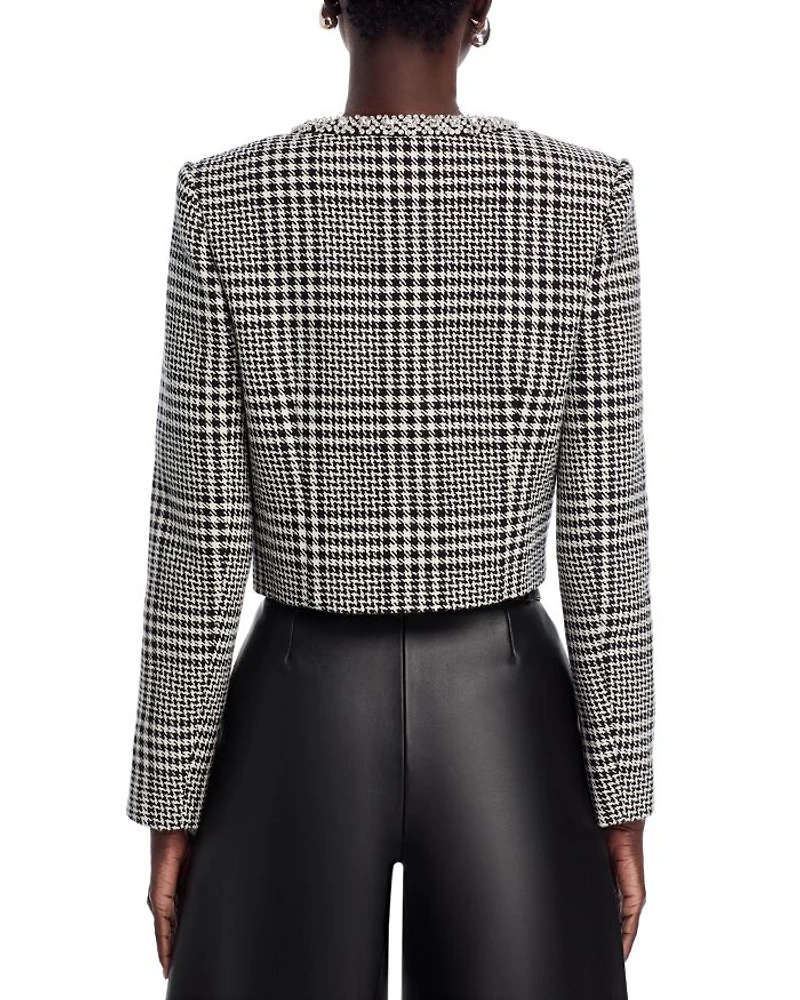 Houndstooth Crystal Trim Jacket
