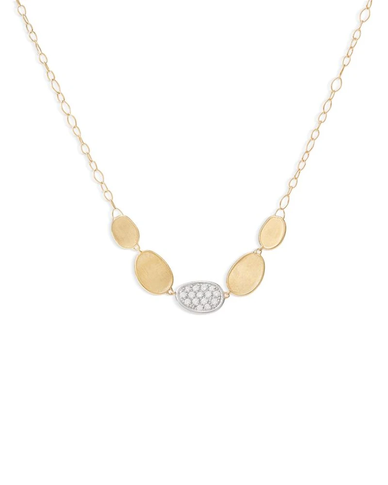 18K White & Yellow Gold Lunaria Diamond Petal Collar Necklace, 16.5-18"