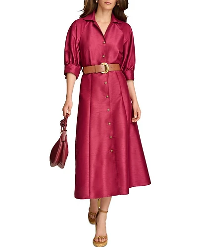 Dupioni Belted Shirt Dress