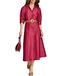 Dupioni Belted Shirt Dress