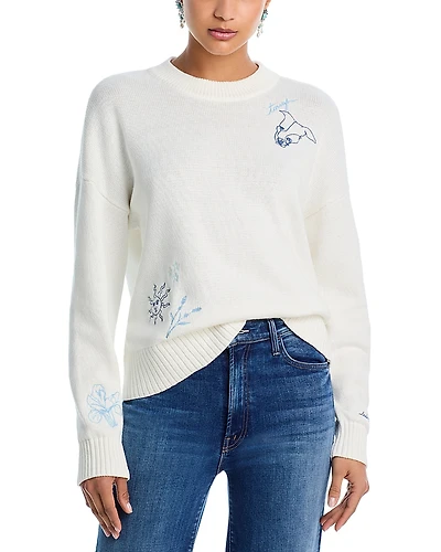 Aqua x Ava Phillippe Embroidered Crewneck Sweater - Exclusive