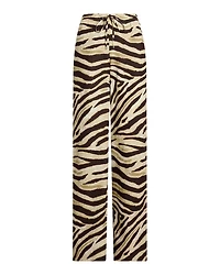 Zebra Print Linen Wide Leg Pant