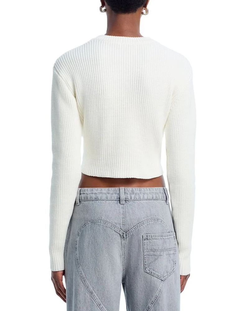 Crystal Crocheted Flower Cropped Sweater