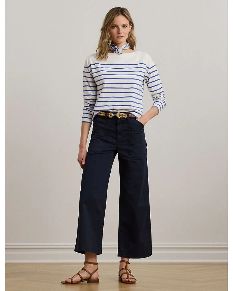 Stretch Chino Wide Leg Cropped Pants