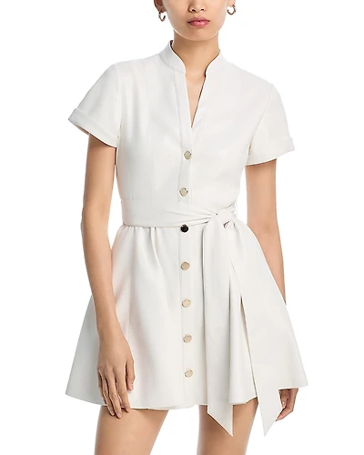 Alice and Olivia Lucy Faux Leather Short Sleeve Mini Dress
