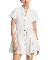 Alice and Olivia Lucy Faux Leather Short Sleeve Mini Dress