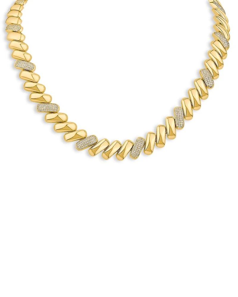 Pavé Chunky Link Collar Necklace, 16"