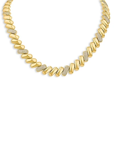 Pavé Chunky Link Collar Necklace, 16"
