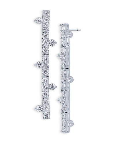 Cubic Zirconia Bar Linear Drop Earrings