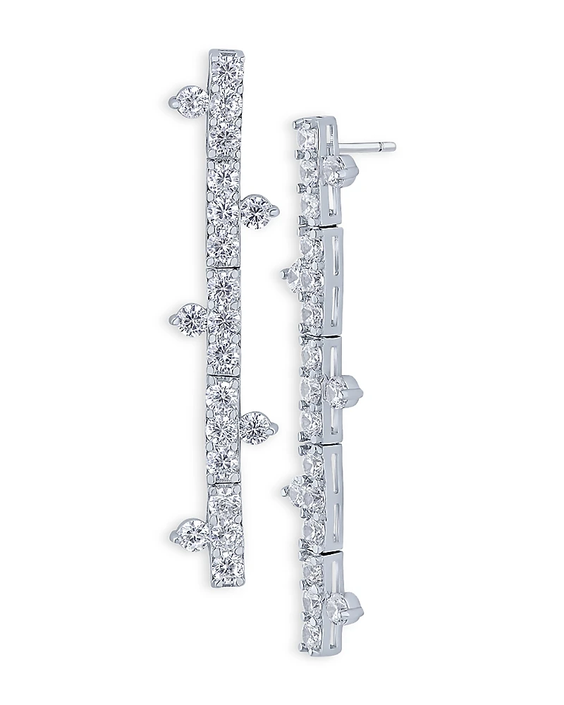 Kenneth Jay Lane Cubic Zirconia Bar Linear Drop Earrings