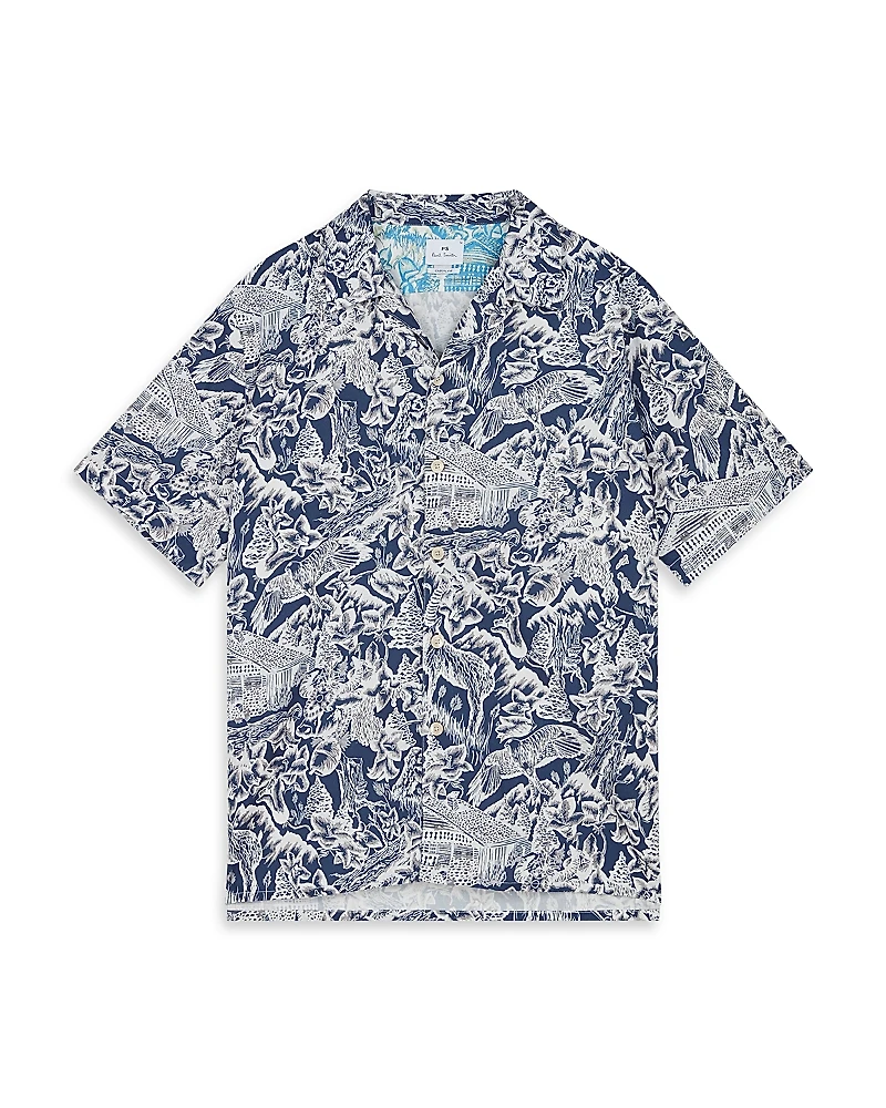 Ps Paul Smith Printed Short Sleeve Camp Shirt