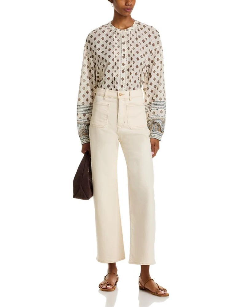 Grant High Rise Wide Leg Jeans Ecru