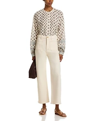 Grant High Rise Wide Leg Jeans Ecru