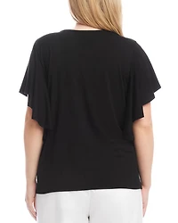 Plus Flutter Sleeve Crewneck Top