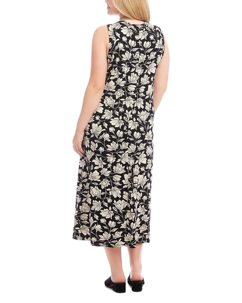 Plus Sleeveless V Neck Midi Dress