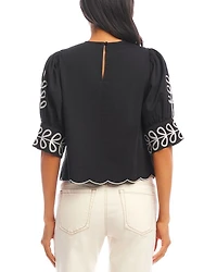Embroidered Scallop Top