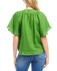 Linen Flutter Sleeve Top