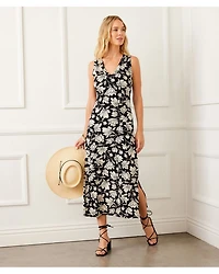Sleeveless V Neck Midi Dress