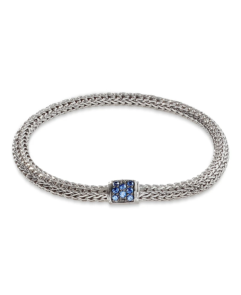 John Hardy Sterling Silver Icon Bracelet with Pave Blue Sapphires
