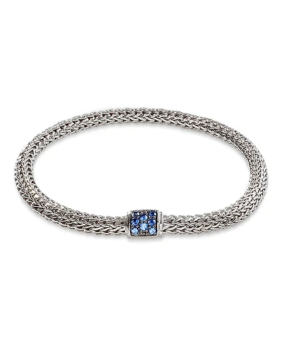 John Hardy Sterling Silver Icon Bracelet with Pave Blue Sapphires