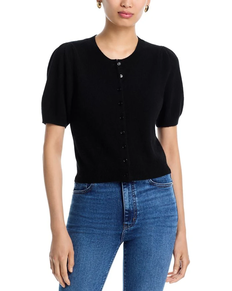 Cashmere Short Puff Sleeve Cardigan - Exclusive