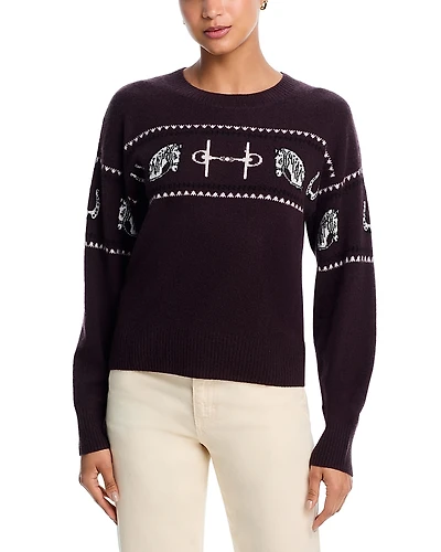 Aqua 100% Cashmere Horse Sweater - Exclusive