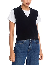 Aqua 100% Cashmere Super Brushed V Neck Sweater Vest - Exclusive
