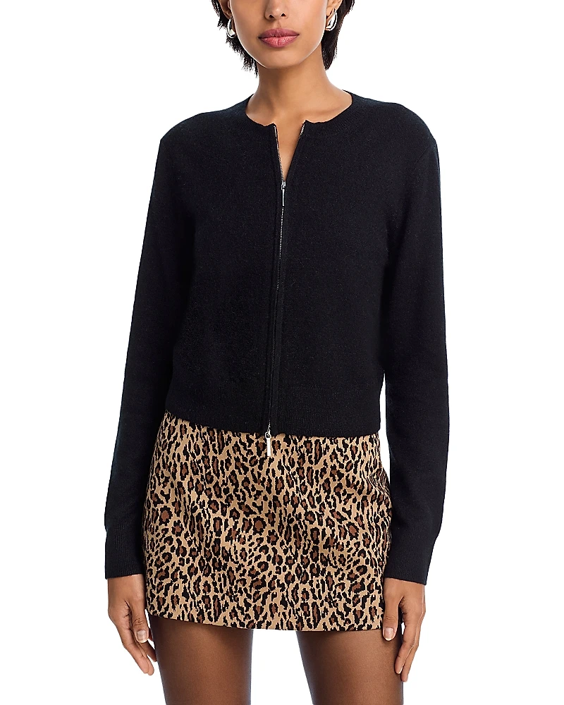 Aqua 100% Cashmere Full Zip Crewneck Cardigan - Exclusive