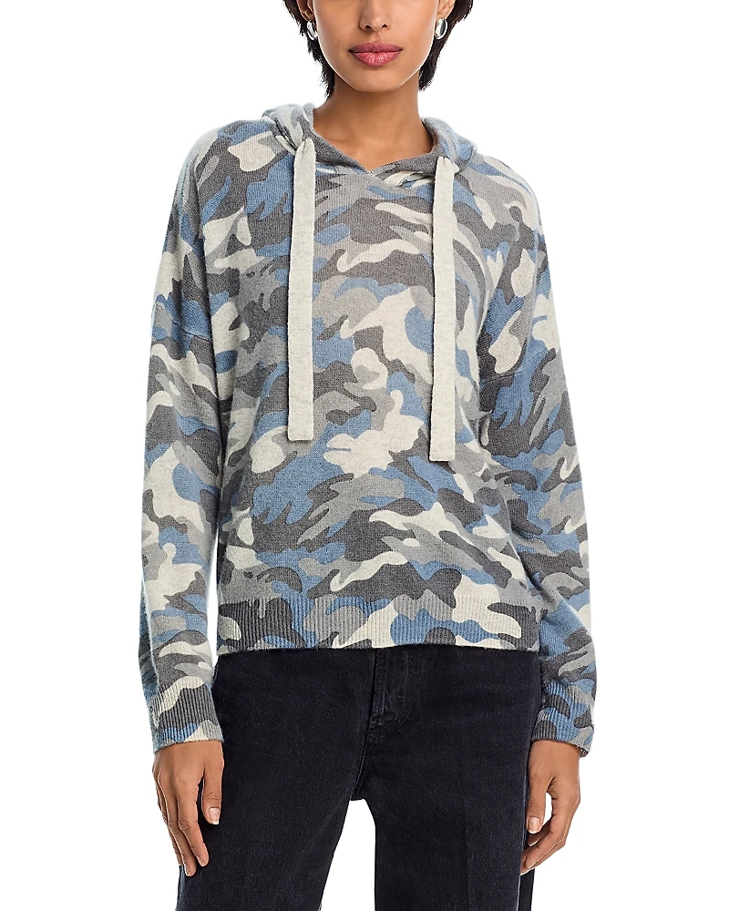 Aqua 100% Cashmere Camo Hoodie - Exclusive