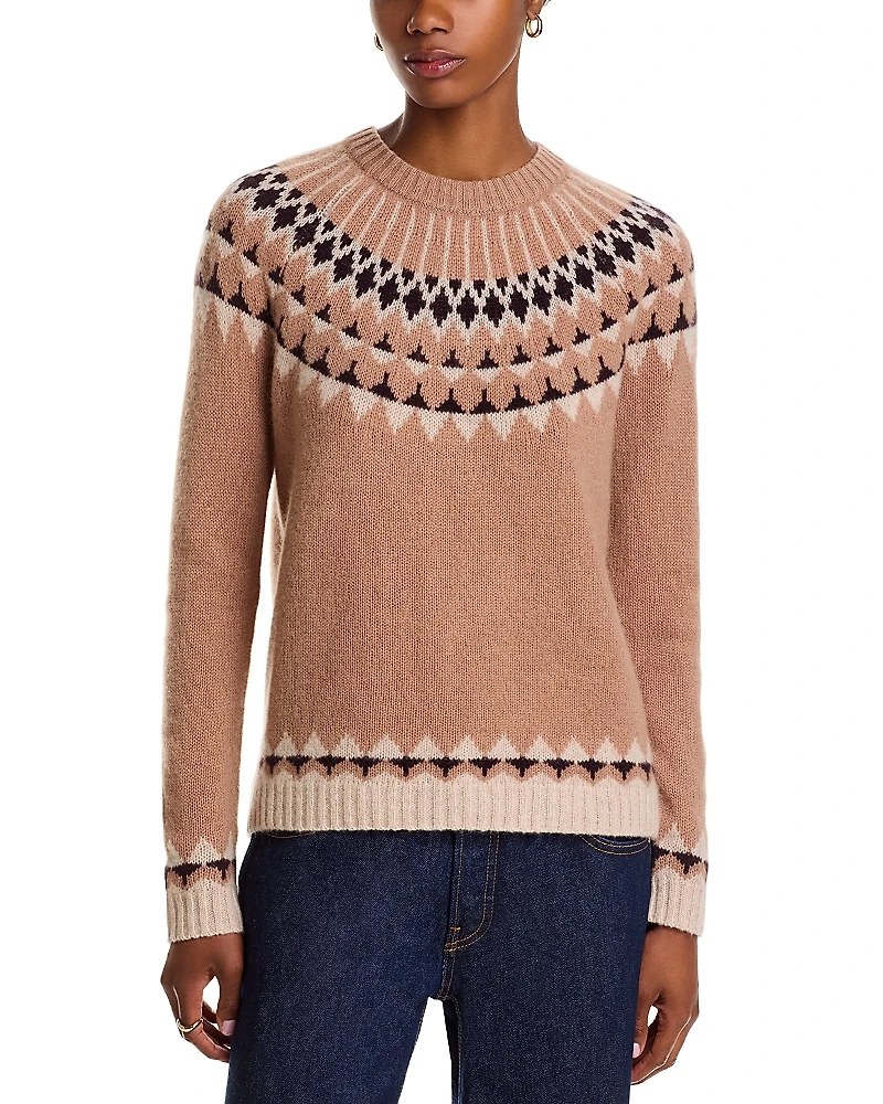 C by Bloomingdale's Cashmere Fairisle Crewneck Sweater
