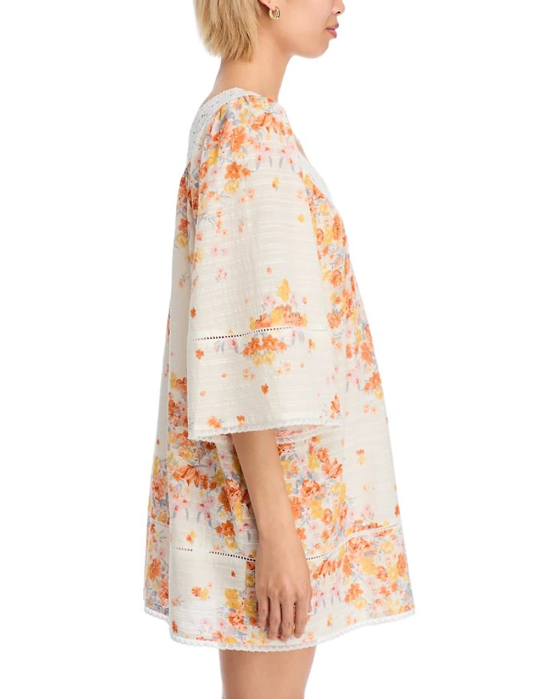Placed Floral Print Mini Dress