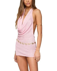 Edikted Cowl Neck Backless Knit Mini Dress