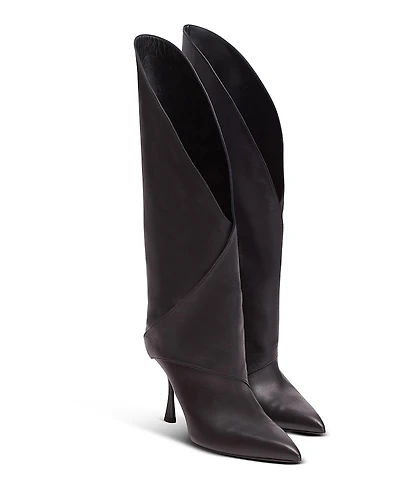 Balmain Women's Twist Heeled Leather Boots