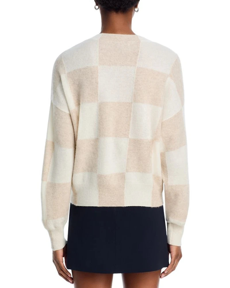 Check Pattern Brushed Cashmere Sweater - Exclusive