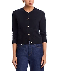 Aqua 100% Cashmere Crewneck Cardigan - Exclusive