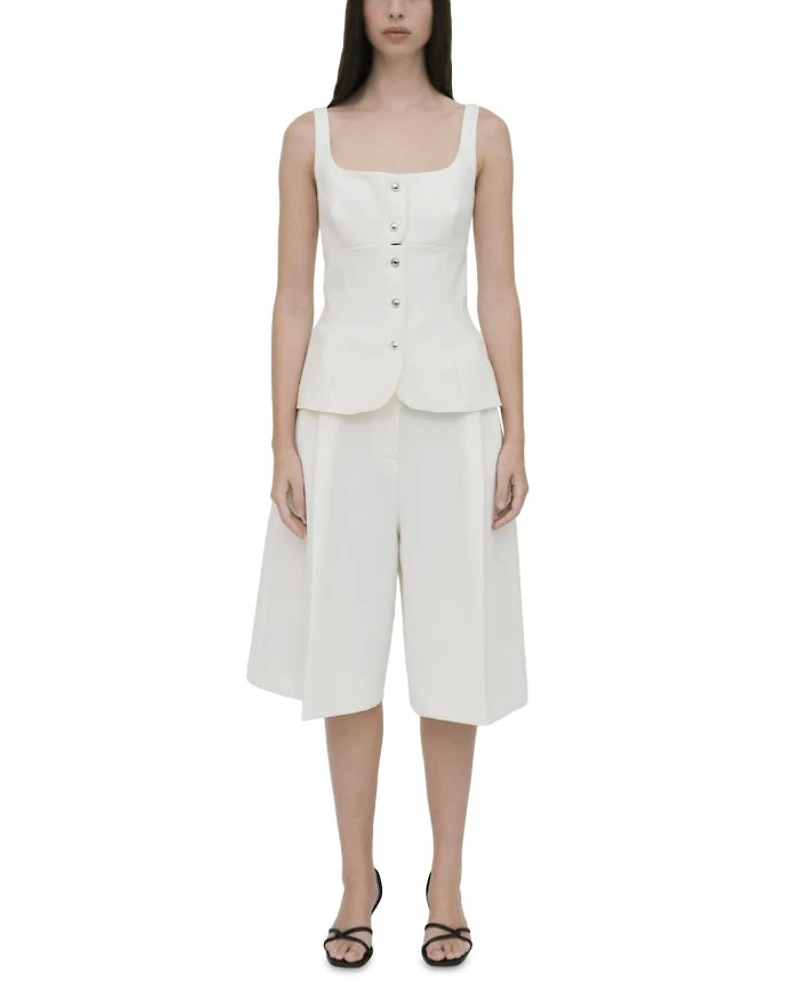 Square Neck Button Front Top