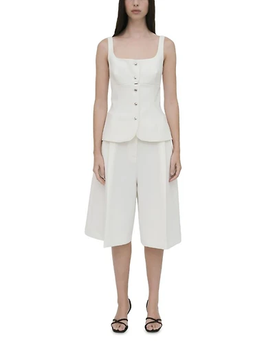 Square Neck Button Front Top