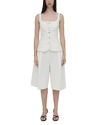 Square Neck Button Front Top