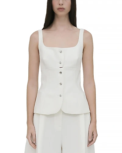 Rosetta Getty Square Neck Button Front Top