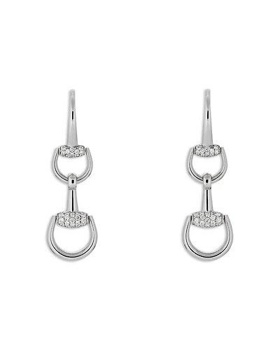 18K White Gold Diamond Horsebit Chandelier Earrings