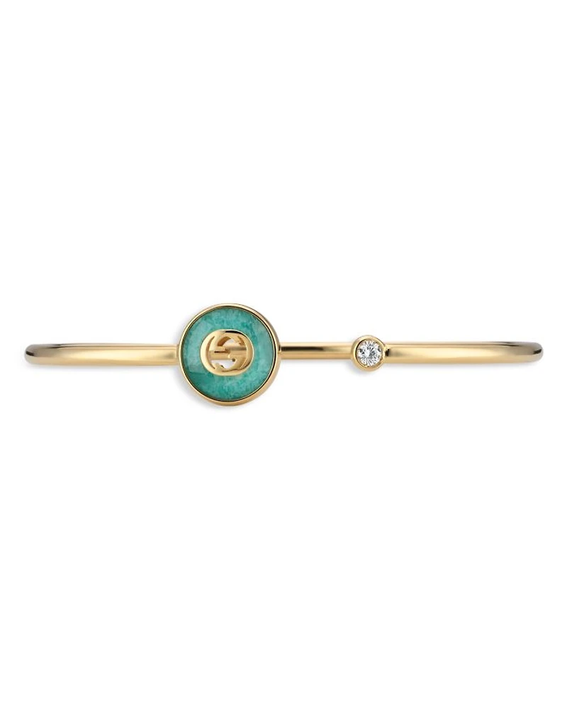 18K Yellow Gold Diamond & Amazonite Interlocking Flex Bracelet