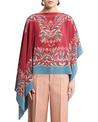 Etro Asymmetrical Silk Poncho