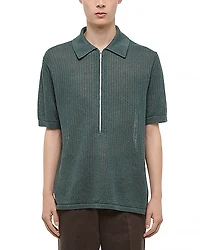 Helmut Lang Regular Fit Half Zip Linen Polo Sweater