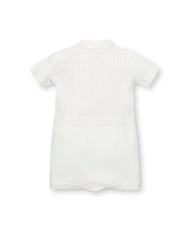 Unisex 4 Piece Cable Shortie Romper, Beanie, & Bootie Boxed Gift Set - Baby