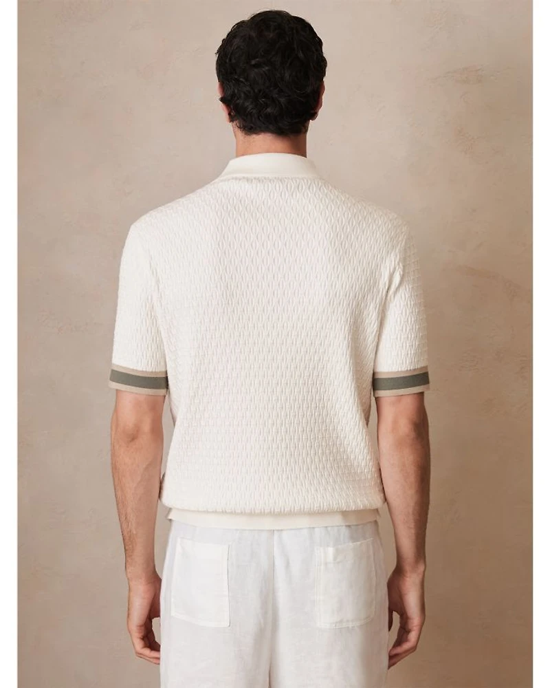 CHE Silva Textured Contrast Trim Short Sleeve Shirt