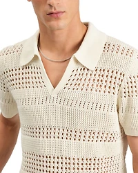 Siena Striped Open Knit Polo Sweater
