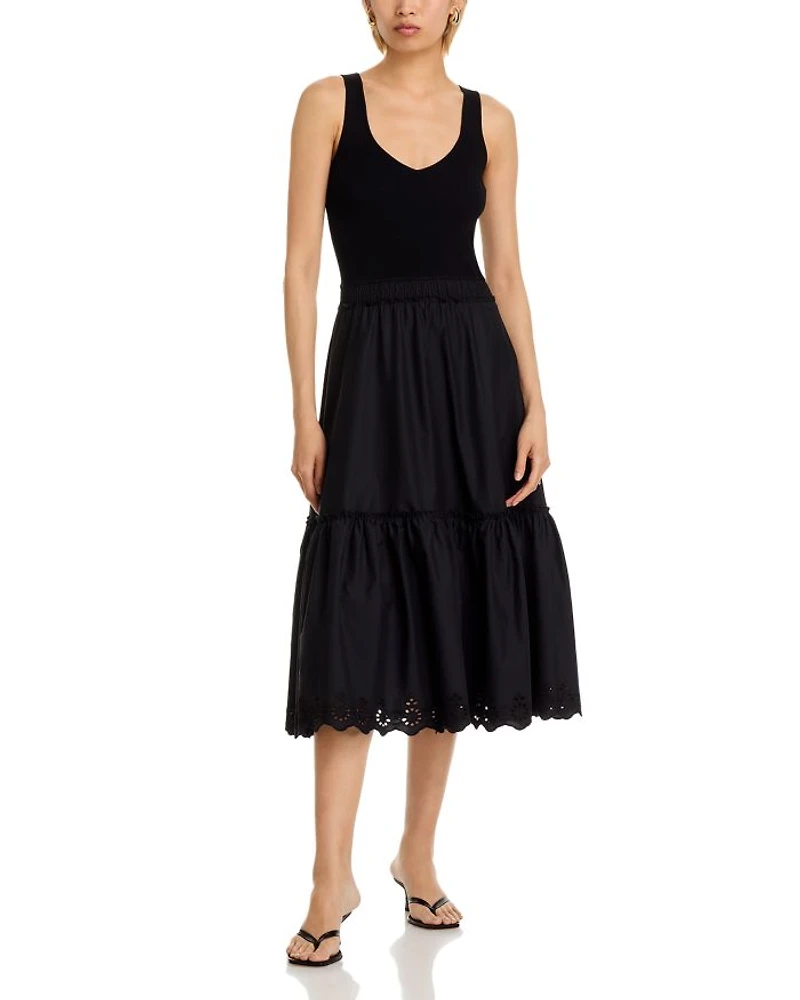Sleeveless Mixed Media Midi Dress