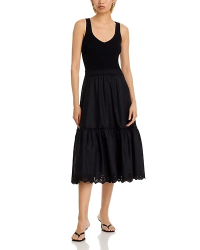 Sleeveless Mixed Media Midi Dress